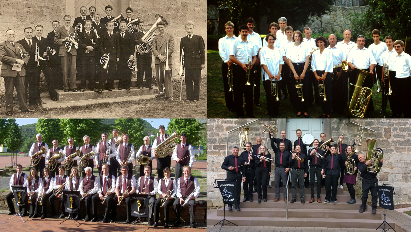 Collage aus vier Bildern des Posaunenchores