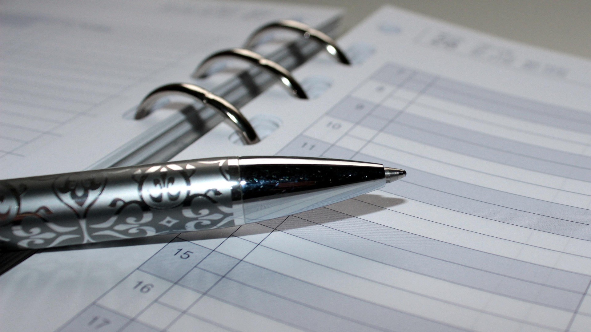Kalender und Kugelschreiber
